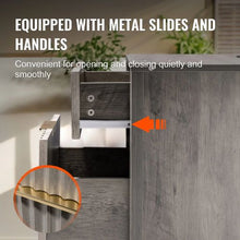 Farmhouse Nightstands Set of 2 Gray End Tables with Charging Station 3 Tiers 2 Drawers & Storage Cabinet USB Ports & Outlets