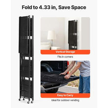 4-Tier Foldable Metal Storage Shelf with Wheels No Assembly (Black)
