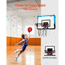 Ages 3+ Mini Kids Basketball Hoop with Electronic Scoreboard, LED Lights & Music, Over-the-Door Toy for Kids