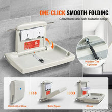 Baby Changing Station Wall Mounted Foldable Horizontal Diaper Table with Safety Straps Hanging Rod & Storage for Daycare & Public Bathrooms