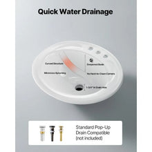 19.09" x 16.73" Oval Semi-Recessed Bathroom Sink, White Ceramic Basin with Overflow 3-Hole Faucet