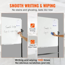 48 x 32 In Rolling Whiteboard Double-Sided Magnetic Mobile Whiteboard 360° for Office School