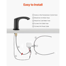 9/16" Automatic Touchless Bathroom Faucet, Motion Sensor Tap with Cover Plate Adjustable Hot/Cold, Matte Black