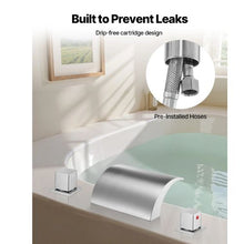 Roman Tub Faucet 3-Hole Waterfall Bathtub Faucet 2 Handles Deck Mount Silver Temperature Control