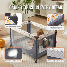 Baby Playpen Travel Crib Quick-Folding with Wheels Breathable Mesh & Travel Bag Portable Kids Activity Center for 0-36 Months