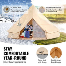 16.4 Ft Canvas Bell Tent – 4-Season Yurt Tent with Stove Jack for 8 People