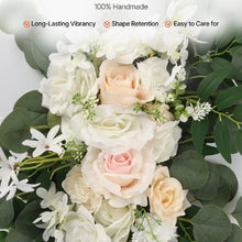 21' Ft White Wedding Arch Draping Fabric Reception Backdrop Wedding Decoration Artificial Wedding Arch Flowers Kit XH-HQ03 (Pack of 4)