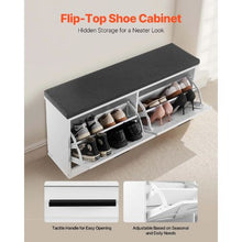 39.4 x 12.0 x 18.7 In Entryway Shoe Storage Bench with Flip Drawers for Hallway Living Room Bedroom (Black + White)