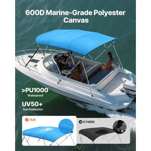 96x(85-90)x54 In 4 Bow Boat Bimini Tops with Aluminum Alloy Frame Waterproof