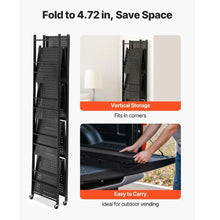 5-Tier Foldable Metal Storage Shelf with Wheels No Assembly (Black)