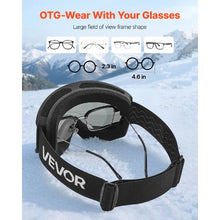 Ski Goggles with Silver Mirror Cylindrical Lens OTG Anti-Fog Goggles for Men Women & Youth