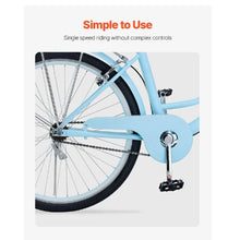 26" Light Blue Beach Cruiser Bike 1-Speed with Basket & Rear Rack for Cycling Exercise & Shopping