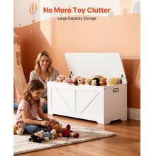 Kids Wooden Storage Bench with Safety Hinge (White)