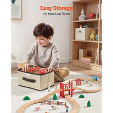 39PCS Wooden Train Set with Magnetic Trains Small Town Railway Track Toy for Kids Ages 3-8