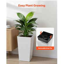 22" Tall Planters Large White Tapered Outdoor Flower Pots with Casters Inner Pots & Drainage (Set of 2)
