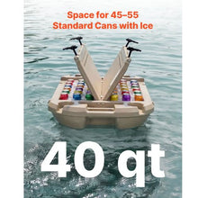 40 QT Floating Cooler with Wheels & Tow Rope Floating Ice Chest with Dry Storage Apricot
