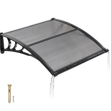 38 x 40 in Door Awning Canopy Polycarbonate Front Door Cover Rain & UV Protection (Smoky Gray)