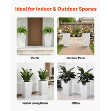 30" Tall Planters Large White Tapered Outdoor Flower Pots with Casters Inner Pots & Drainage Set of 2
