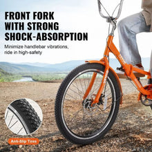 24" Folding Adult Tricycle, Lightweight Aluminum 3-Wheel Cruiser with Large Rear Basket