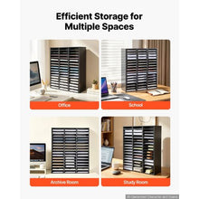 Wood Literature Organizer 48 Compartments Adjustable Shelves Countertop File Sorter (Black)