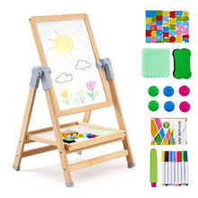Kids Wooden 2-in-1 Art Easel – Rotatable Double-Sided Drawing Board for Kids