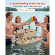 40 QT Floating Cooler with Dry Storage & Tow Rope Floating Ice Chest (Apricot)