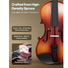 4/4 Full Size Violin Set for Adults Glossy Brown Solid Wood Fiddle with Hard Case & Accessories