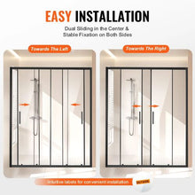 Semi-Frameless Shower Door 57.8-59 W x 70 H in Matte Black Double Sliding