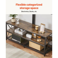 48 In TV Stand with Mount for Up to 75 In TVs Adjustable Height TV Console 3-Tier Storage with Power Outlet (Brown)