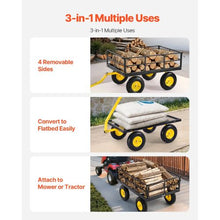 1200 LBS Steel Garden Cart 2-in-1 Utility Wagon with 13" All-Terrain Tires Removable Mesh Sides & Rotating Handle