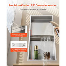 13 x 25 Inch Stainless Steel Shower Niche Recessed Double Shelf Organizer (Silver)