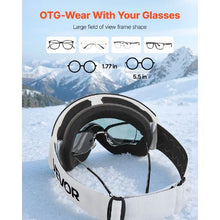 Frameless Ski Goggles with Pink Revo Spherical Lens OTG Anti-Fog for Men Women & Youth