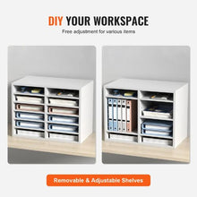 12 Compartment Wood Literature Organizer for Office & Home – (White)