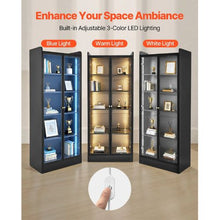 67-Inch Display Cabinet with Doors Lighted Curio Cabinet with Shelves