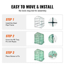 4.7 x 4.7 x 6.5' Ft High Strength PE Cover with Zipper Door and Steel Frame Walk-in Green House with Shelves