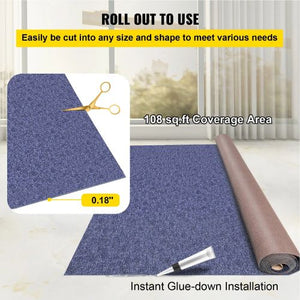 18' Ft Deep Blue Marine Carpet Garage Outdoor Area Rug Runner Anti-Slide Porch Rug Marine Grade Carpet