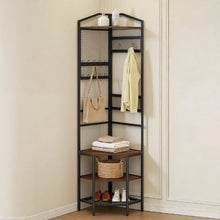 71.3" Coat Rack with Hooks & Shoe Rack Steel Frame Entryway Organizer for Entrance Closet Office