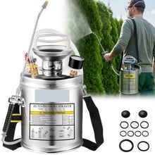 1-Gallon Stainless Steel Sprayer 12-Inch Wand 3-Ft Hose Pressure Gauge & Adjustable Nozzle