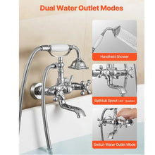 Clawfoot Tub Faucet Wall Mount Bathtub Filler with Handheld Shower Chrome Adjustable Swing Arms & 360° Spout