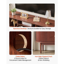 58 In Mid Century Modern TV Stand with Drawer Open Shelves & Rolling Door for Living Room & Bedroom