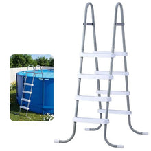 4-Step Above Ground Pool Ladder for 48 in Pools Steel A-Frame Non-Slip Wide Steps 300 lb Capacity (Gray & White)