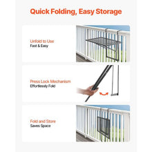 "19x24 Inch Folding Balcony Railing Table – Metal Outdoor Bar Table 5-Level Adjustable Fits 1" to 4.7" Railings