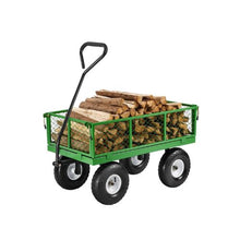 680 LBS Steel Garden Cart Heavy-Duty Utility Wagon with 10" Tires & Removable Mesh Sides