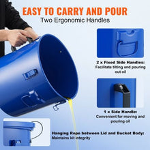 8-Gal Fryer Grease Bucket Carbon Steel with Rust-Proof Coating Lid Lock Clips Filter Bag – (Blue)