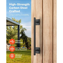 12.6 In Barn Door Handle Rustic Metal Sliding Door Pulls Heavy Duty Carbon Steel with Rust-Resistant Coating for Outdoor Gate Garage Shed Closet