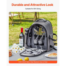 2 Person Picnic Backpack Insulated Cooler Compartment wid Bottle/Wine Holder for Hiking Camping