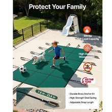 14x26 ft Inground Pool Safety Cover Mesh Winter Cover with Hardware (Green)