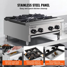 Commercial 4-Burner Gas Stove 112,000 BTU Propane/Natural Gas Range Stainless Steel