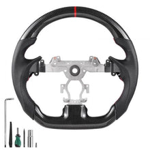 Infiniti G37 Steering Wheel 2007–2013 Carbon Fiber Flat-Bottom Design Non-Slip Leather Grip( Black)