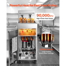 Commercial Propane Deep Fryer 90,000 BTU 40 LBS 2 Baskets 3-Tube Burner Stainless Steel Fryer Cart
